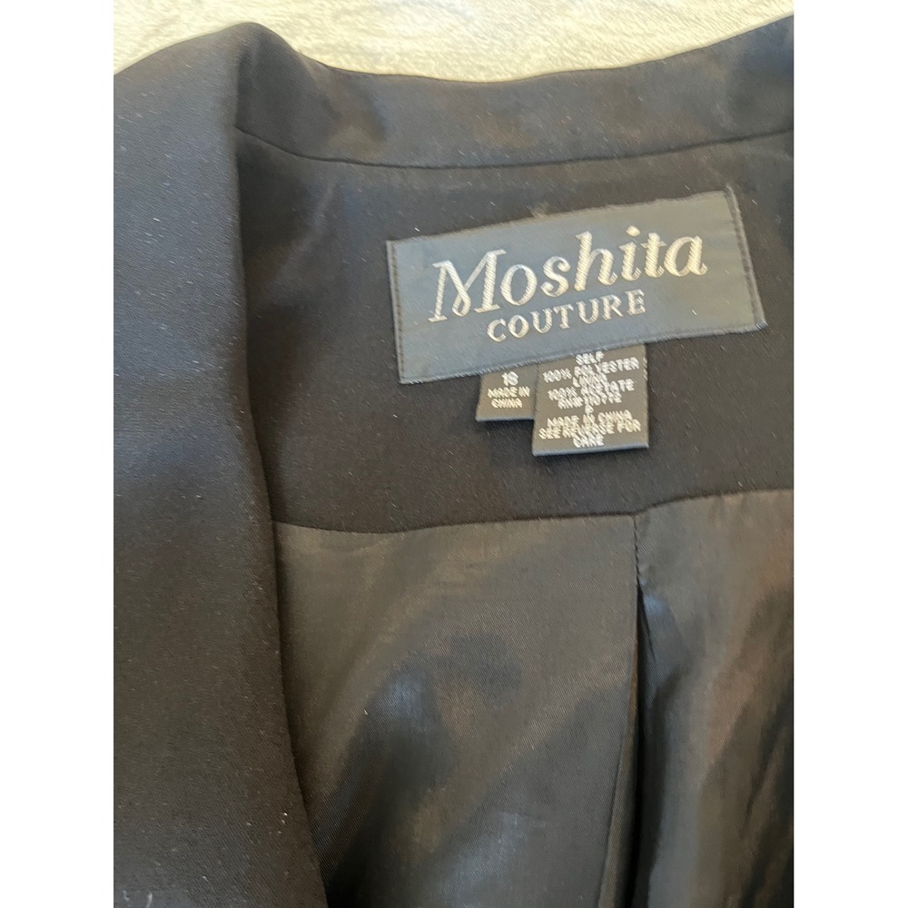Moshita Couture Womens Black Ruffled Sleeve Tailored Dressy Blazer Jacket‎ - Picture 6 of 7
